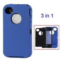 Detachable Defender Case for iPhone 4 4S - Black / Blue