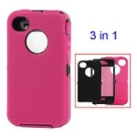 Detachable Defender Case for iPhone 4 4S - Black / Rose