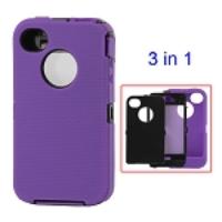 Detachable Defender Case for iPhone 4 4S - Black / Purple