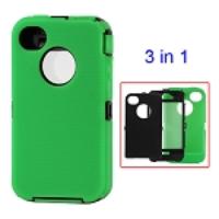 Detachable Defender Case for iPhone 4 4S - Black / Green