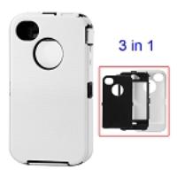 Detachable Defender Case for iPhone 4 4S - Black / White