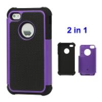 Grainy Defender Case Cover for iPhone 4 4S - Purple