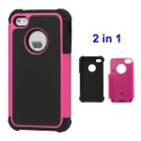 Grainy Defender Case Cover for iPhone 4 4S - Rose