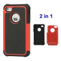 Grainy Defender Case Cover for iPhone 4 4S - Red