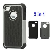 Grainy Defender Case Cover for iPhone 4 4S - Grey