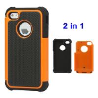 Grainy Defender Case Cover for iPhone 4 4S - Orange