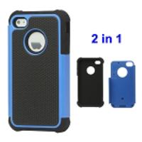 Grainy Defender Case Cover for iPhone 4 4S - Blue