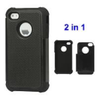 Grainy Defender Case Cover for iPhone 4 4S - Black