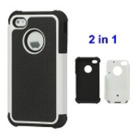 Grainy Defender Case Cover for iPhone 4 4S - White