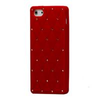 Sparkling Rhinestone Inlaid Silicone Cover Case for iPhone 5 5s - Red