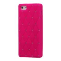 Sparkling Rhinestone Inlaid Silicone Cover Case for iPhone 5 5s - Rose