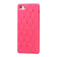 Sparkling Rhinestone Inlaid Silicone Cover Case for iPhone 5 5s - Pink