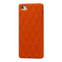 Sparkling Rhinestone Inlaid Silicone Cover Case for iPhone 5 5s - Orange