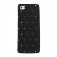 Sparkling Rhinestone Inlaid Silicone Cover Case for iPhone 5 5s - Black