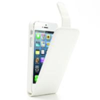 White Vertical Magnetic PU Leather Flip Case for iPhone 5 5s