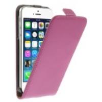 Genuine Split Leather Vertical Flip Case for iPhone 5 5s - Rose