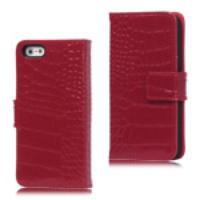 Crocodile Genuine Leather Wallet Case for iPhone 5 5s - Red