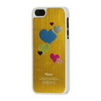 Heart Brushed Hard Plastic Case Cover for iPhone 5 5s - Yellow