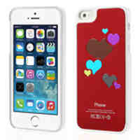 Heart Brushed Hard Plastic Case for iPhone 5 5s - Red