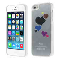 Heart Brushed Hard Protective Case for iPhone 5 5s - Silver