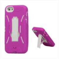 Shock Proof Defender Kickstand Case for iPhone 5 5s - White / Rose