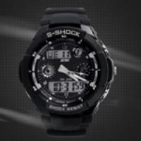 Waterproof Men Digital LED Alarm Date Sports Wrist Watch - Black